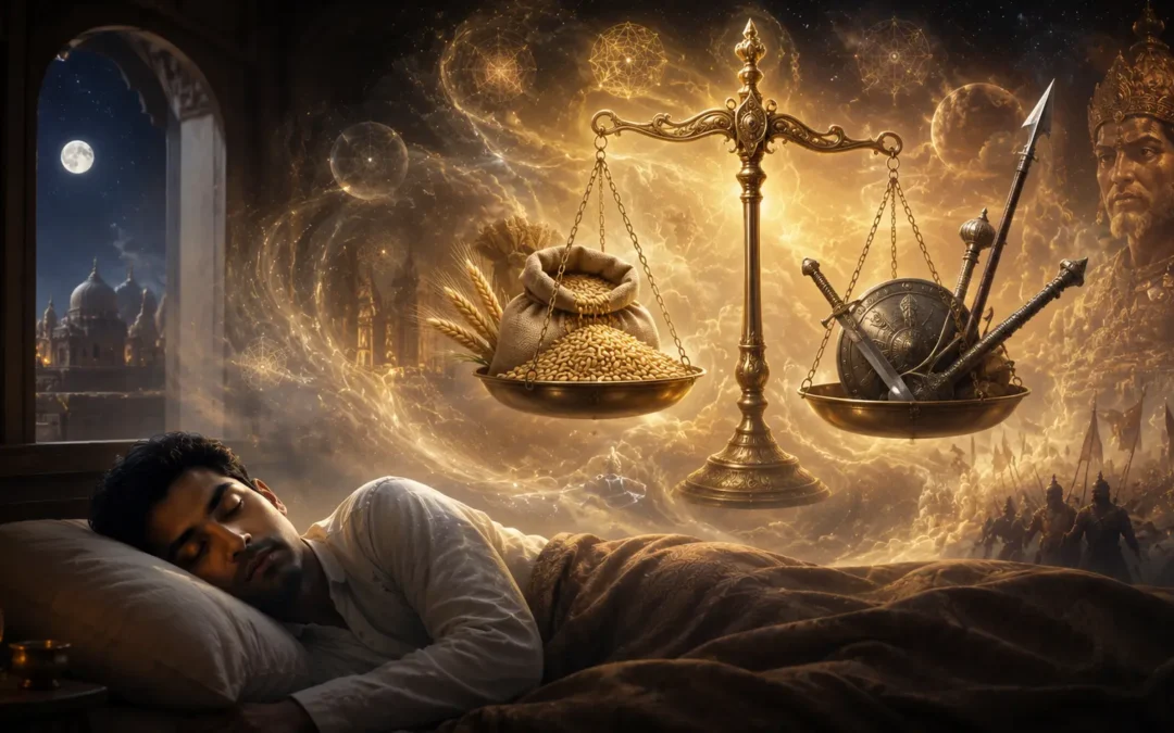 Dream of Weighing Grain and Weapons on a Scale